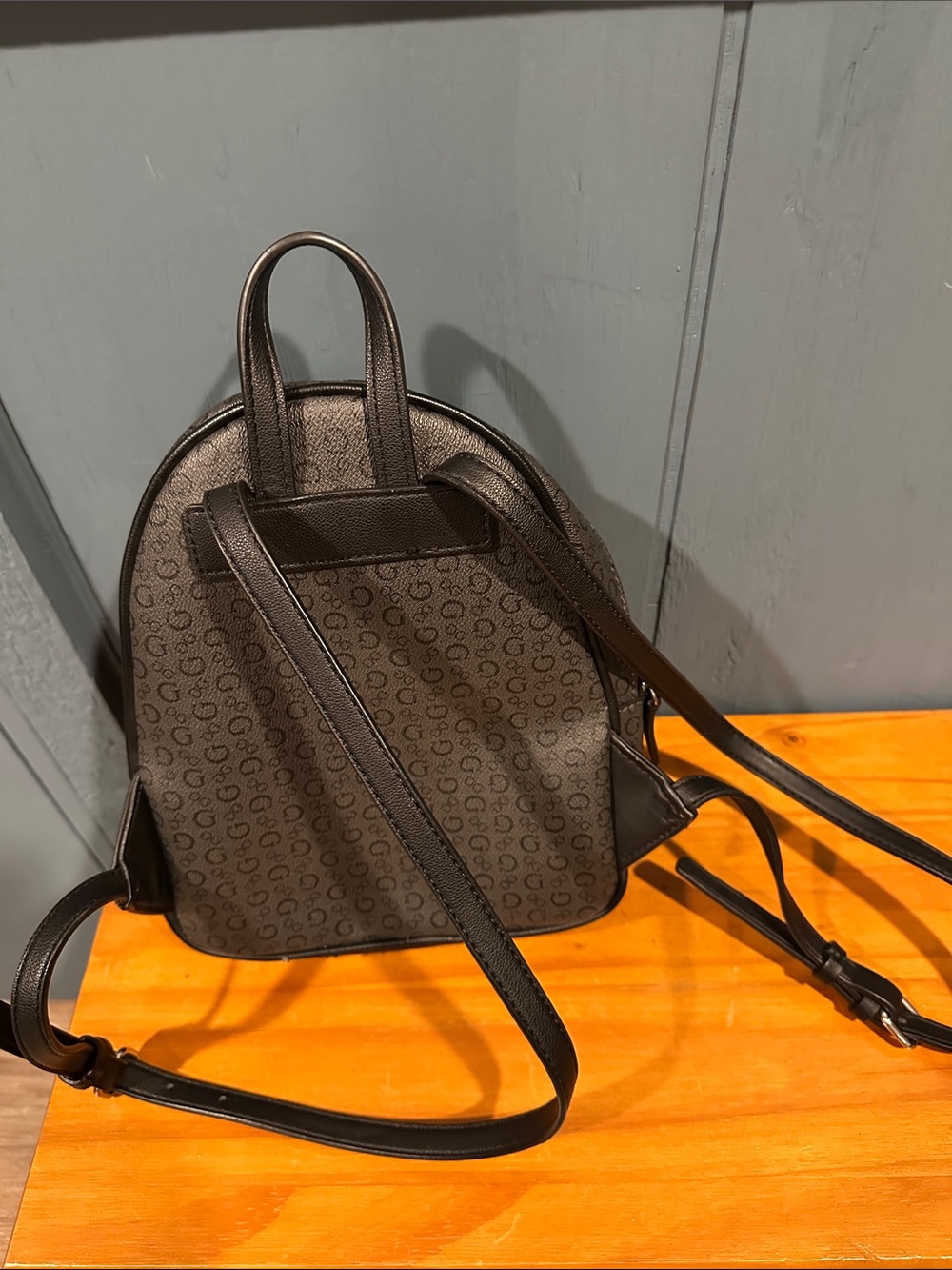 GUESS Monogram Grey Mini Backpack - Picture 2 of 5